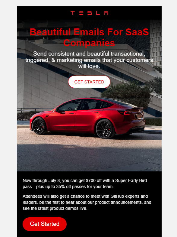 Tesla-style email