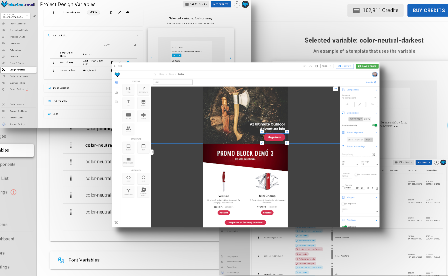 BlueFox Email design interface