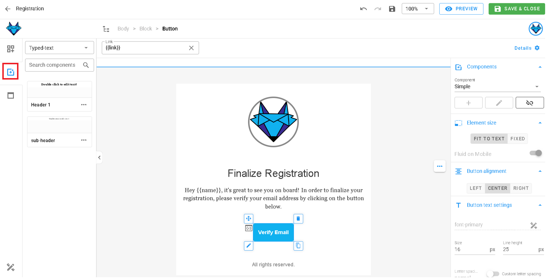 A screenshot of the design system components list.