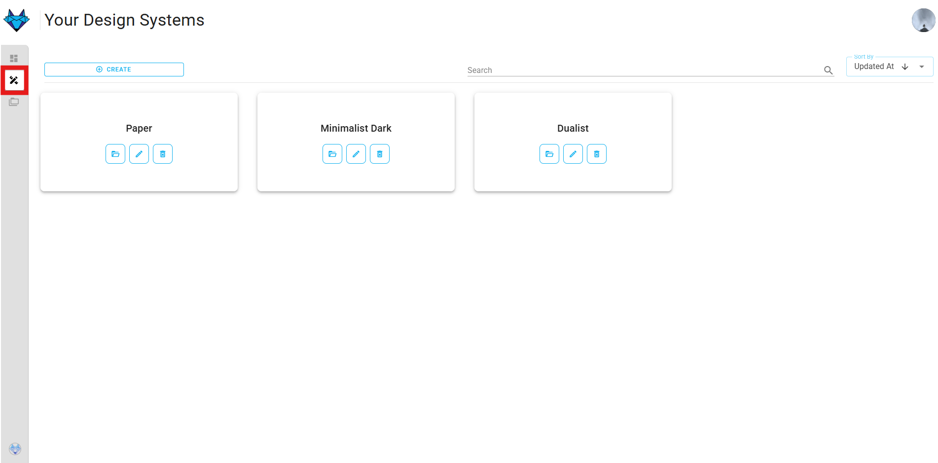 A screenshot of the design system section.