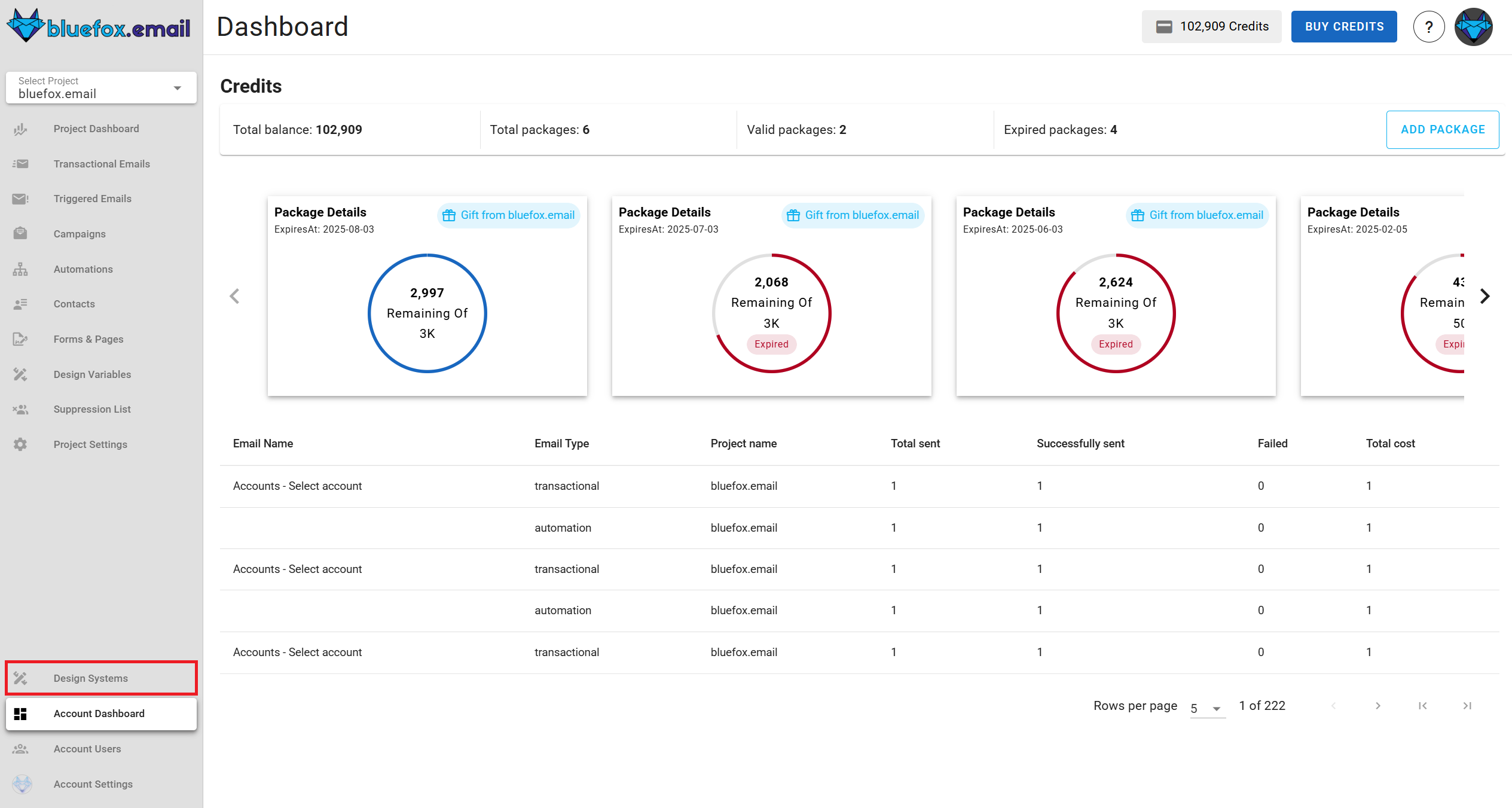 A screenshot of the design system section.