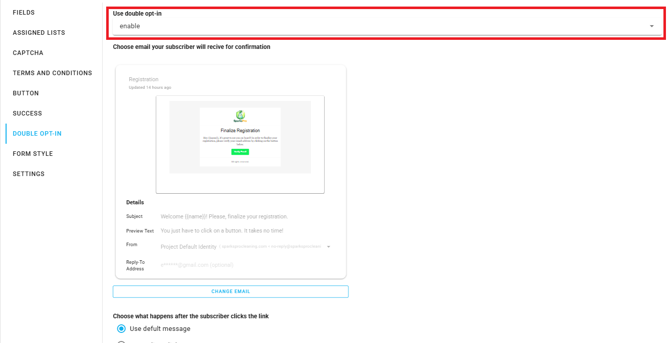 Enable Double Opt-In