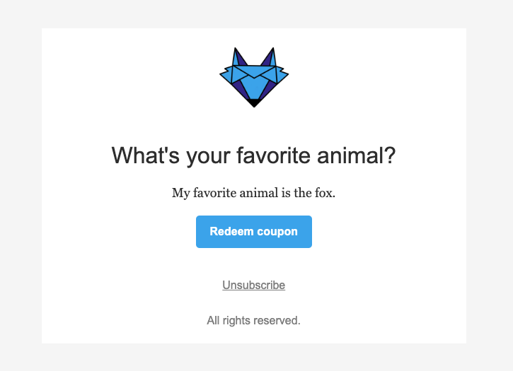 Simple merge tag example in the inbox.