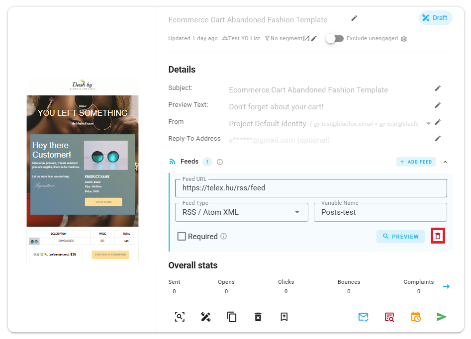 Placeholder: A screenshot of an existing feed expanded with edit and delete controls visible.
