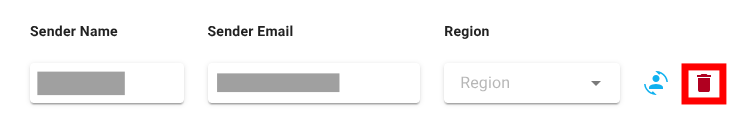 A screenshot of the project delivery mode settings with delete identity button highlighted.