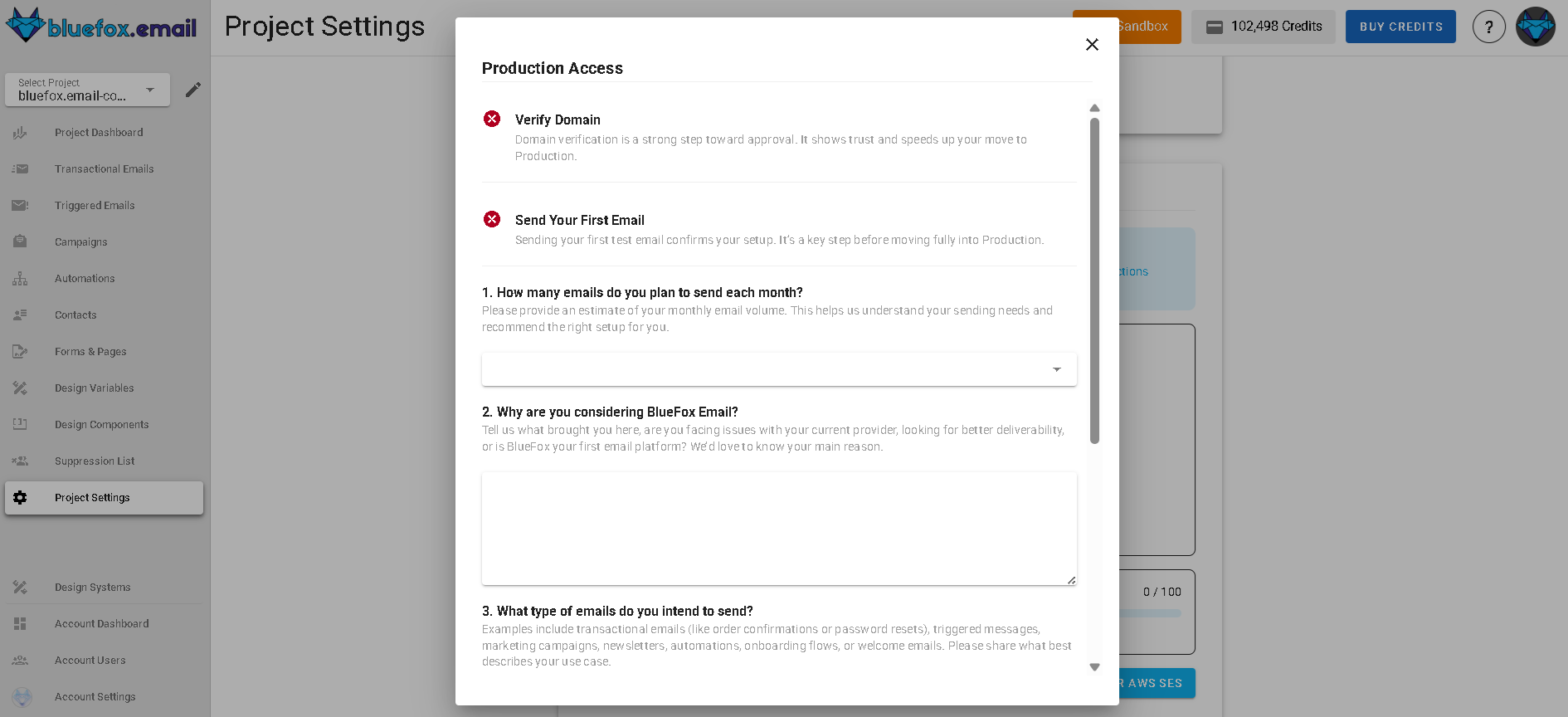 A screenshot of the project delivery mode settings with production mode selected.