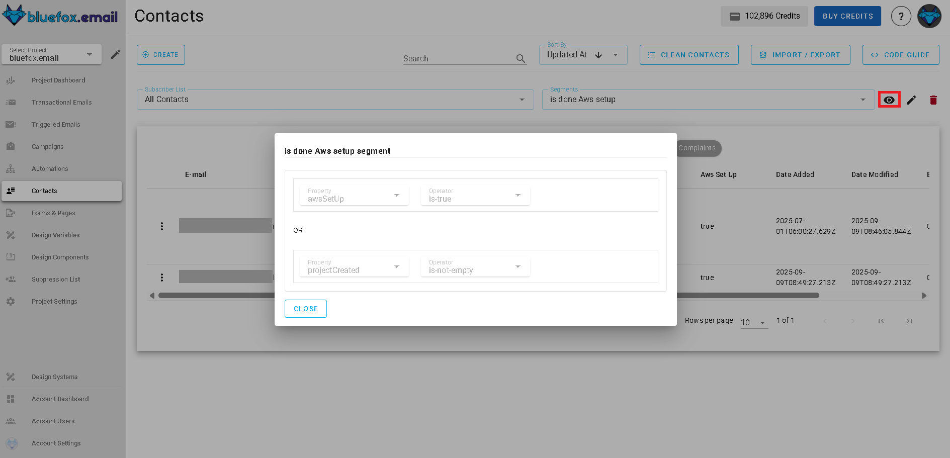 Screenshot of segment preview