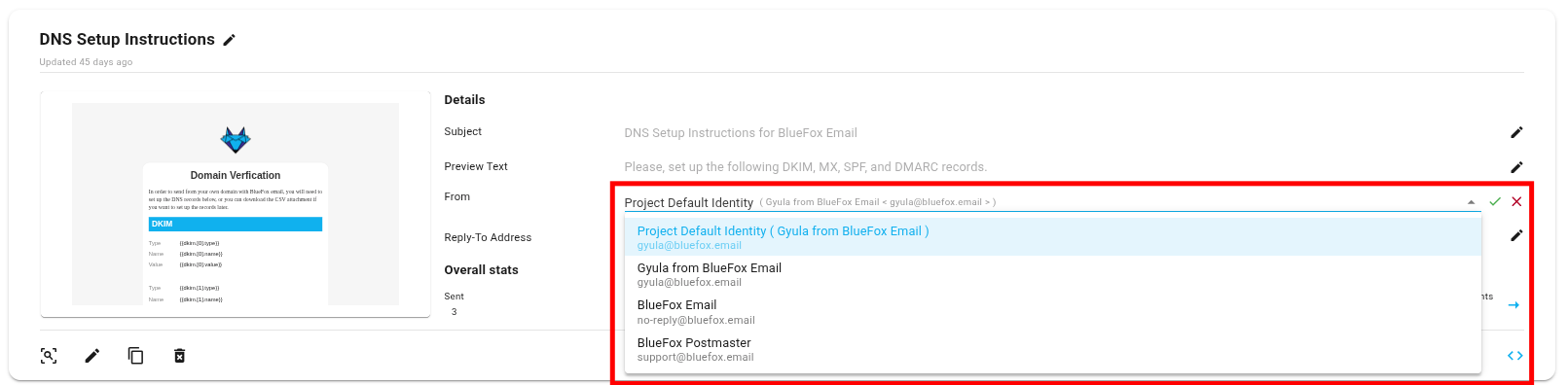 Sender Identity Selection