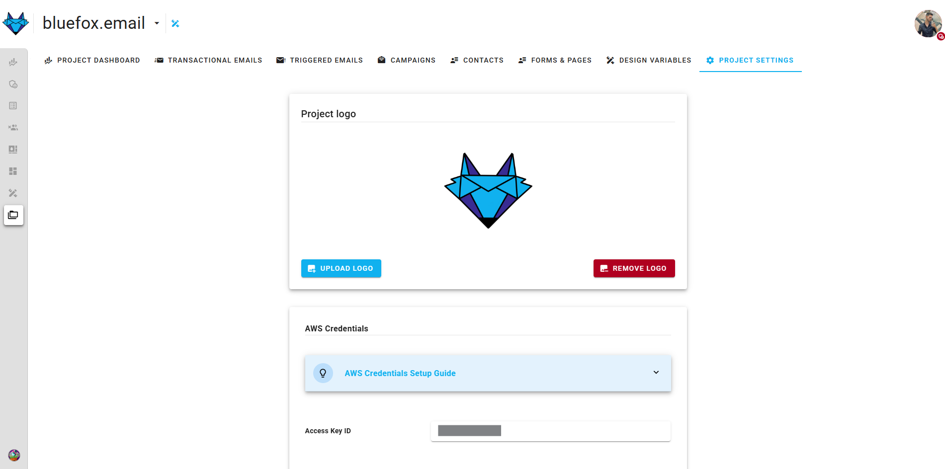A screenshot of a project settings logo section.