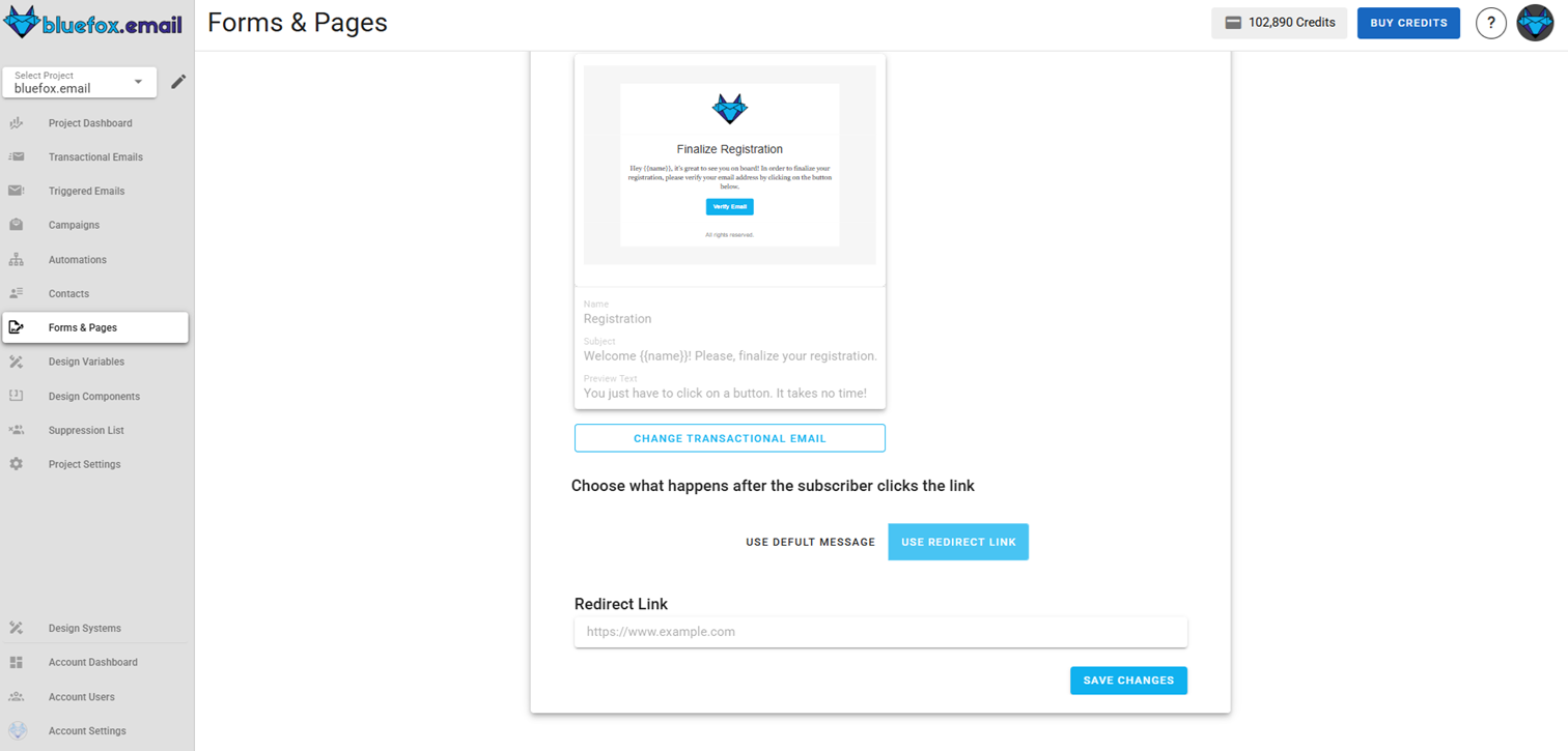 Screenshot of the subscriber lists customizing confirmation message page