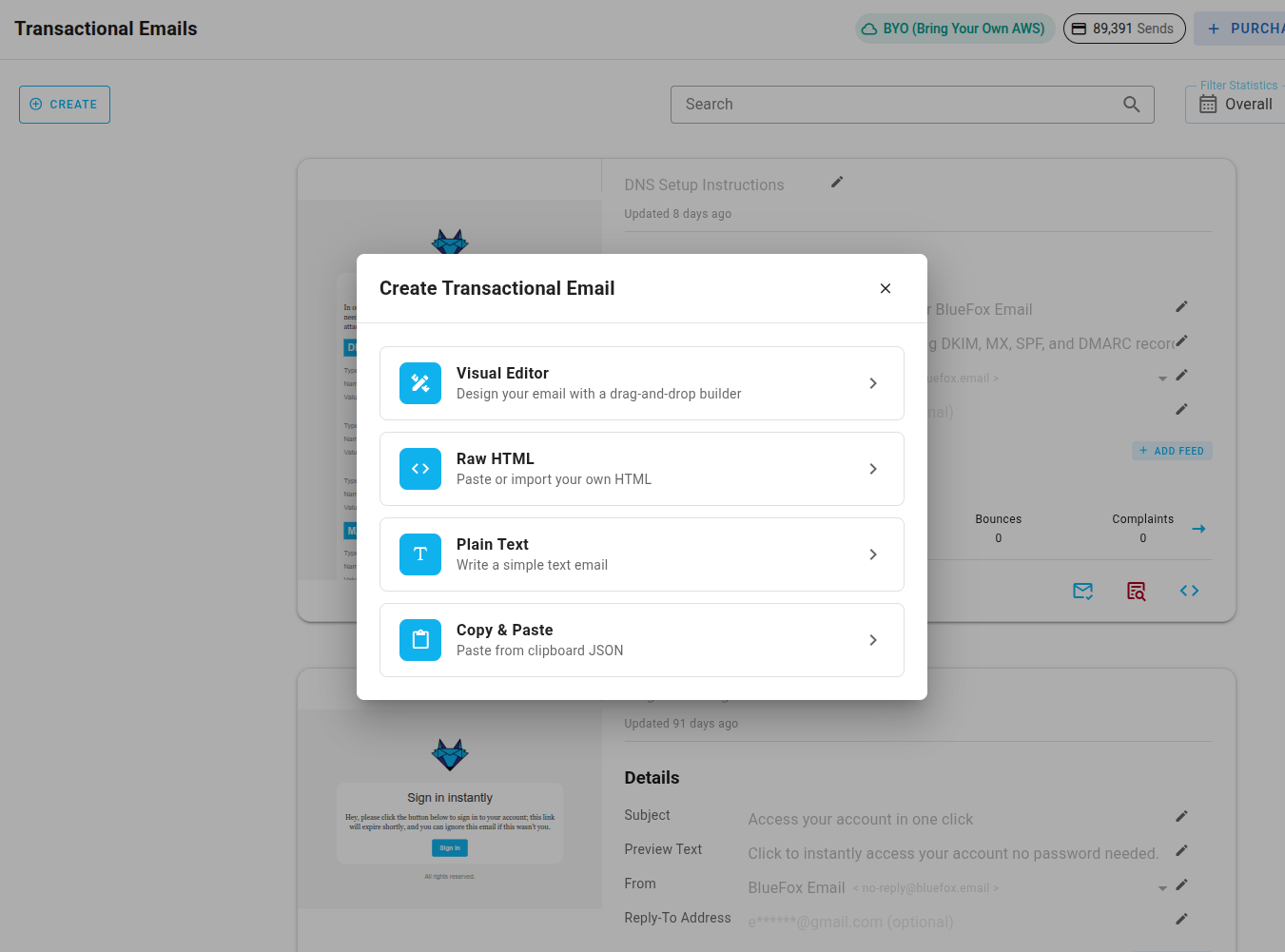 A screenshot of the editor type selection step (Visual Editor, Raw HTML, Plain Text, Copy & Paste).