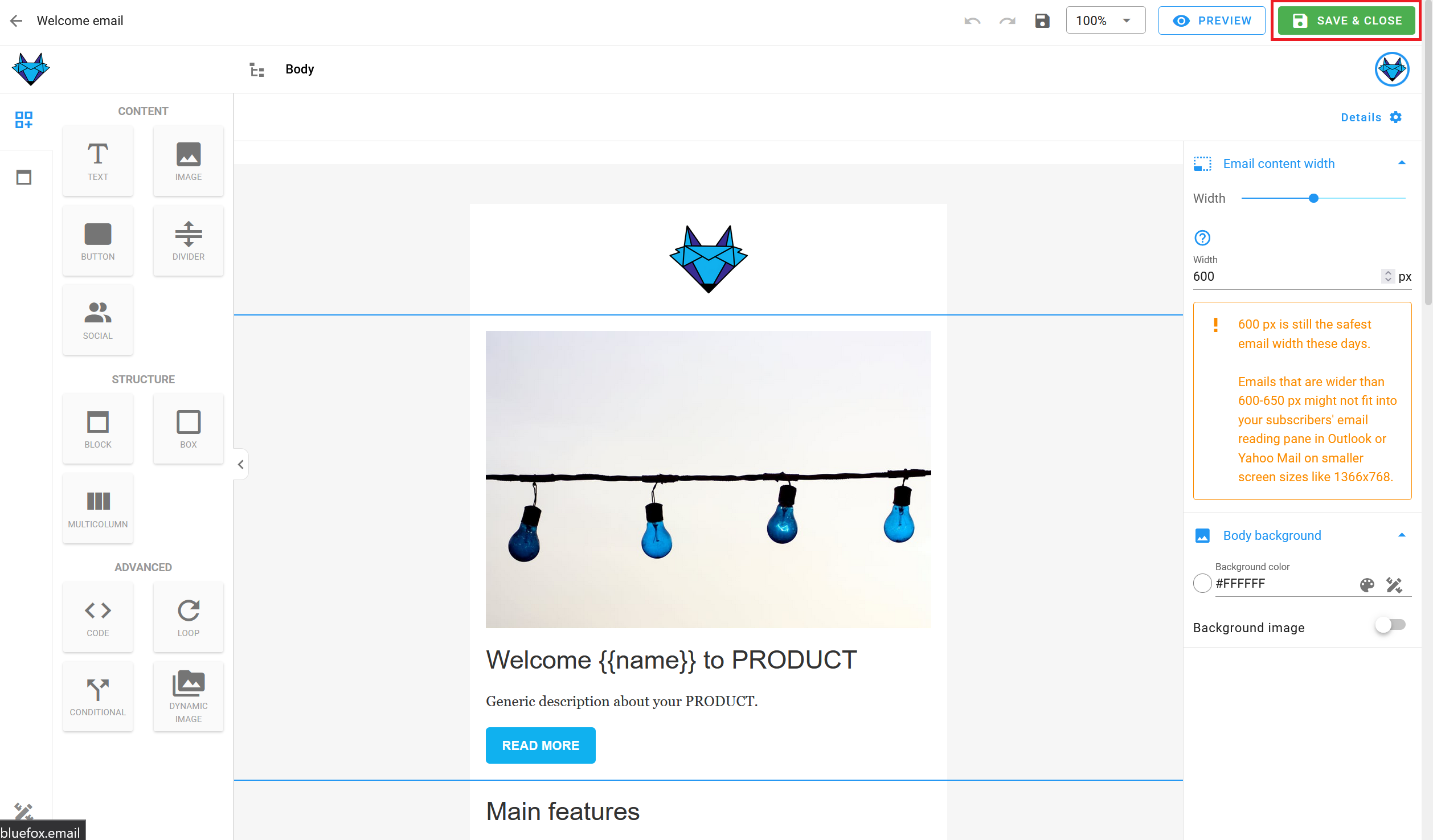 A screenshot of a project's triggered emails - create: edit.