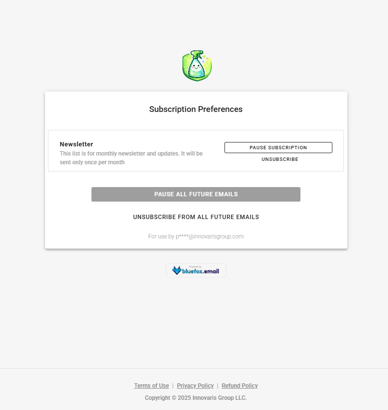 Subscription Preferences Page