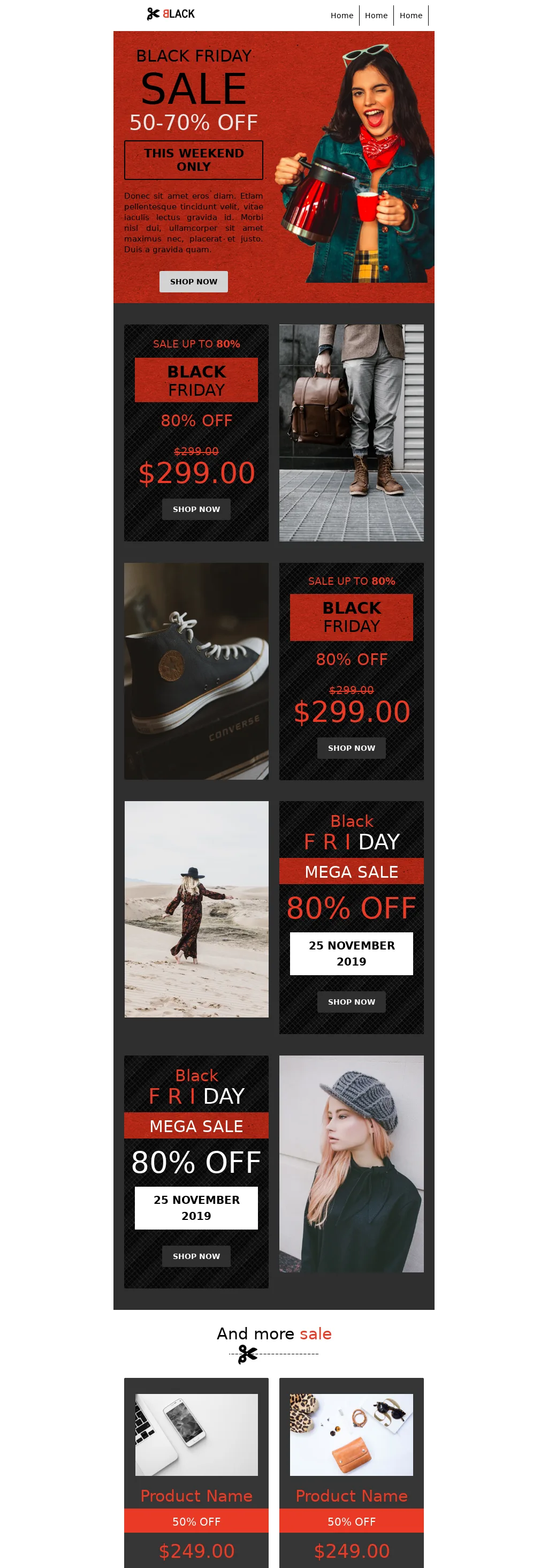 Black Friday webshop sale promotional email template