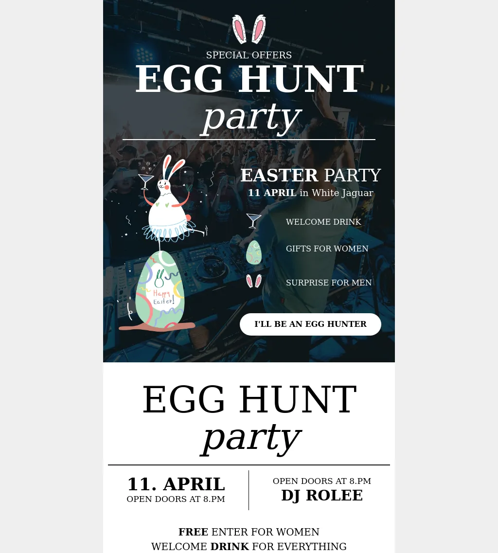 Easter egg hunt party invitation email template
