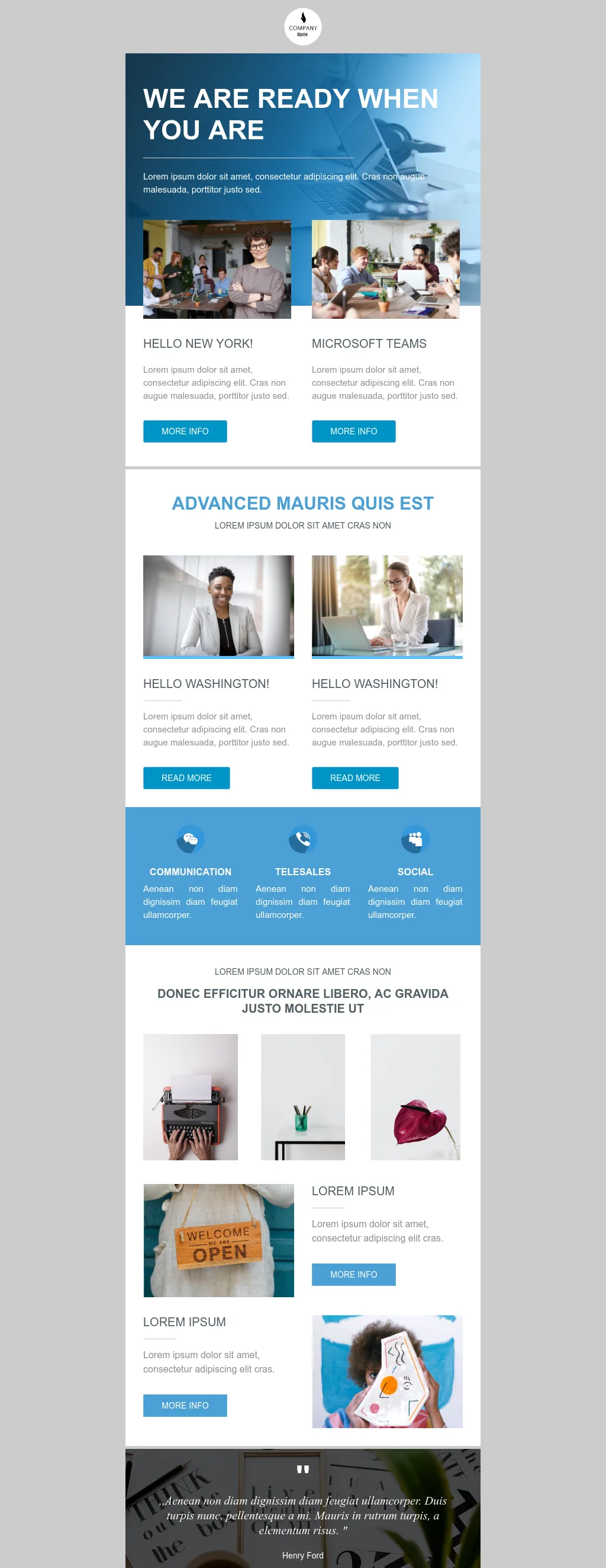 Modern business portfolio welcome email template